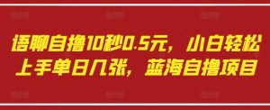 语聊自撸10秒0.5元,小白轻松上手单日几张,蓝海自撸项目-21资源库
