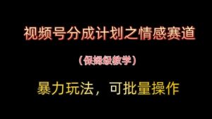 视频号分成计划之情感赛道暴力玩法,可批量操作,保姆级教学-21资源库
