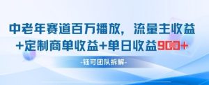 中老年赛道百万播放+流量主收益+定制收益，单日收益9张-21资源库