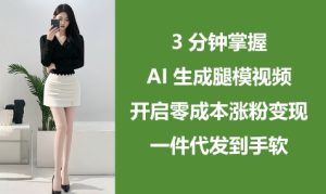 3分钟掌握AI生成腿模视频,开启零成本涨粉变现,一件代发到手软-21资源库