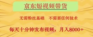 京东短视频带货,无需粉丝基础,不需要任何技术,每天十分钟发布视频,月入8k【揭秘】-21资源库