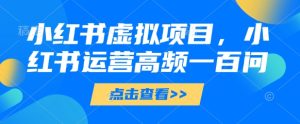 小红书虚拟项目,小红书运营高频一百问【文档】-21资源库