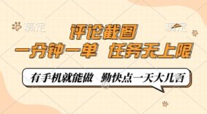 评论截图,0.5元一单,一分钟一单,有手机就能做,任务无上限,勤快点一天几张【揭秘】-21资源库