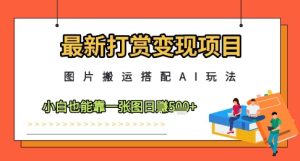 最新打赏变现项目，图片搬运搭配AI玩法，小白也能靠一张图日入5张-21资源库