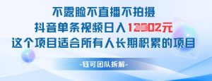 不露脸不直播不拍摄抖音单条视频日入1k+这个项目适合所有人长期积累的项目-21资源库