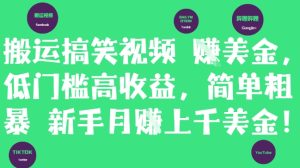 搬运搞笑视频挣美金，低门槛高收益，简单粗暴新手月入上千美刀-21资源库
