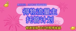 得物流量主托管计划，原创玩法，5分钟三重收益变现，快速变现，48小时即得收益【揭秘】-21资源库