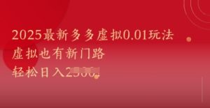 2025最新多多虚拟0.01玩法！虚拟也有新世界，轻松日入1k+-21资源库