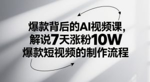 爆款背后的AI视频课，解说7天涨粉10W爆款短视频的制作流程-21资源库