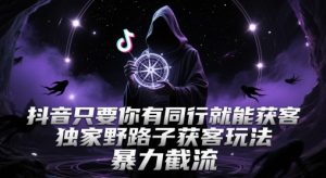 抖音只要你有同行就能获客，独家野路子获客玩法，暴力截流【揭秘】-21资源库