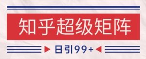 知乎超级矩阵玩法引流高质量精准粉SEO覆盖，日变现1k+【揭秘】-21资源库