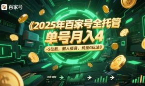 2025年百家号全托管，单号月入4-5位数，懒人福音，纯挂G玩法【揭秘】-21资源库