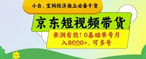 小白宝妈经济独立必备干货，京东短视频带货，亲测有效!0基础单号月入8k+，可多号【揭秘】-21资源库
