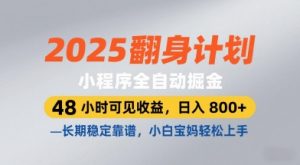 2025翻身计划，小程序全自动掘金，48小时可见收益，日入8张+，长期稳定靠谱，小白宝妈轻松上手【揭秘】-21资源库