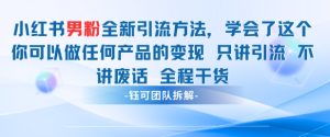 小红书男粉引流 学会了这个变现很容易，不讲废话全程针对男人的打法 全程干货-21资源库