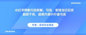 小红书男粉引流拆解，引流、变现当日见效超级干货，适用大部分行业引流-21资源库