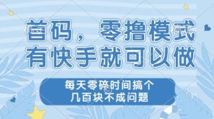 首码,零撸模式,有快手就可以做,每天零碎时间搞个几张不成问题【揭秘】-21资源库