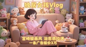 单个账号涨粉71W!用AI制作独居女孩Vlog,宫崎骏画风,治愈感拉满,一条广告报价3W-21资源库