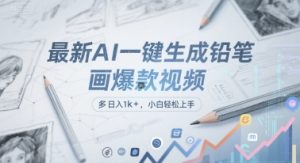 最新AI一键生成铅笔画爆款视频,多平台分发,日 入1k+,小白轻松上手【揭秘】-21资源库