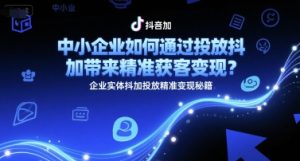 中小企业如何通过投放抖加带来精准获客变现?企业实体抖加投放精准变现秘籍-21资源库