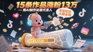 用AI制作幼崽代言人，宝宝的控诉火爆全网，15条作品涨粉13W，单号月入5位数实操教程-21资源库