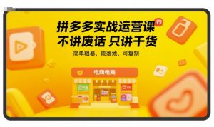 拼多多实战运营课,不讲废话只讲干货,简单粗暴,能落地,可复制-21资源库