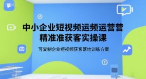中小企业短视频运营精准获客实操课,可复制企业短视频获客落地训练方案-21资源库