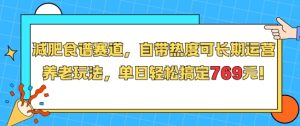 减肥食谱赛道，自带热度可长期运营，养老玩法，单日轻松搞定769-21资源库