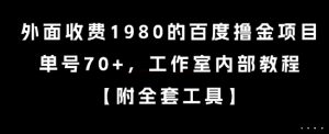 外面收费1980的百度撸金项目，单号70+，工作室内部教程【揭秘】-21资源库