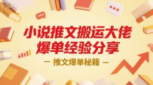 小说推文搬运大佬爆单经验分享，推文爆单秘籍-21资源库