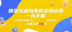 拼多多虚拟电商实操运营，一台手机(苹果安卓都可以)，深耕多多店铺日收4位数-21资源库
