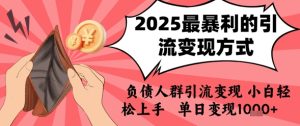 2025年最暴利的引流变现方式,负债人群引流变现,小白轻松上手,日入1k-21资源库