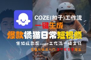 COZE(扣子)工作流一键生成爆款橘猫日常短视频,保姆级教程,零基础快速入门-21资源库
