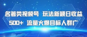 名著类视频号 玩法新颖日收益500+ 流量火爆目标人群广-21资源库