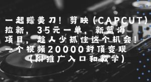一起挣美刀!剪映(CAPCUT)拉新,35米一单,新蓝海项目,一个视频2w封顶变现(附推广入口和教学)-21资源库