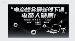 电商峰会最新线下课，电商人破局，如何用AI降本增效，AI应用-全域推广-直播运营-付费流量-21资源库
