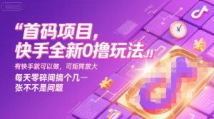 首码项目，快手全新0撸玩法，有快手就可以做，可矩阵放大，每天零碎时间搞个几张不是问题【揭秘】-21资源库