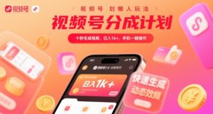 视频号分成计划懒人玩法,十秒生成视频,日入1k+,手机一键操作【揭秘】-21资源库