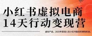 小红书虚拟电商14天变现训练营，虚拟产品，2025年普通人在小红书最后的搞钱机会-21资源库