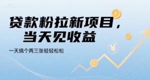 贷款粉拉新项目,当天见收益,一天搞个两三张轻轻松松【揭秘】-21资源库