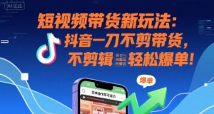 短视频带货新玩法：抖音一刀不剪带货，不剪辑，纯搬运，新手也能轻松爆单!-21资源库