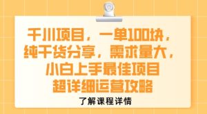 千川项目，一单1张，纯干货分享，需求量大，小白上手最佳项目，超详细运营攻略-21资源库