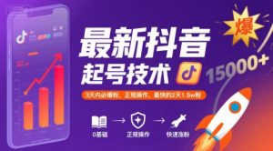 最新抖音涨粉起号技术,3天内必爆粉,正规操作,最快的2天1.5w粉-21资源库