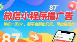 微信小程序看广告，单机一天87，新平台刚出几天，可批量操作，日入5张-21资源库