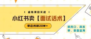 小红书虚拟项目掘金,卖面试话术资料,单店纯利20W+(附爆款笔记制作方法)-21资源库