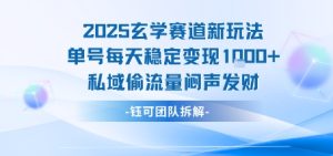2025玄学赛道新玩法单号每天稳定变现1k+私域偷流量闷声发财-21资源库