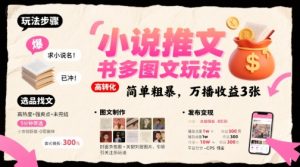 小说推文小红书多图文玩法，简单粗暴，万播收益3张-21资源库