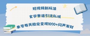短视频新玩法玄学赛道引流私域单号每天稳定变现1k+闷声发财-21资源库