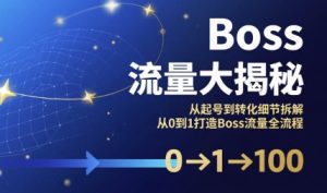 Boss流量大揭秘,从起号到转化细节拆解,从0到1打造Boss流量全流程-21资源库