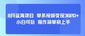 8月AI蓝海项目，单条视频变现1k+ 小白可玩 操作简单易上手-21资源库